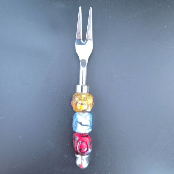 Vintage Pier 1 Cheese & Appetizer Utensils Set/4 Glass Beads & Stainless Steel - Picture 4 of 9